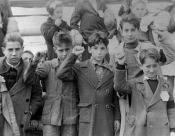 Children giving the Republican salute in Madrid.